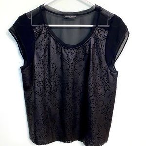 Zara NWOT sheer & faux leather blouse size Medium excellent condition super cute